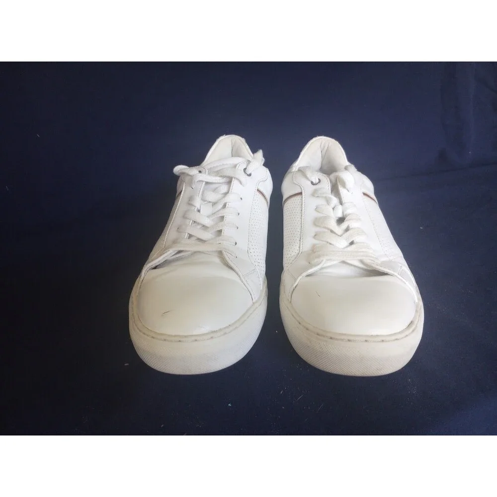Steve Madden P-Coopr Men's White/Brown Perforated Lace-Up Sneakers US 10.5 M